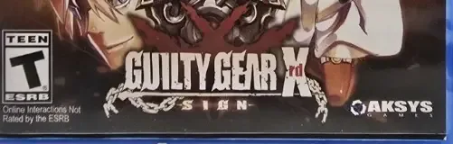 Guilty Gear Xrd: Sign, the ESRB box on its front