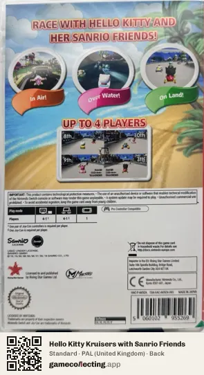 Hello Kitty Kruisers with Sanrio Friends Nintendo Switch, United Kingdom box back