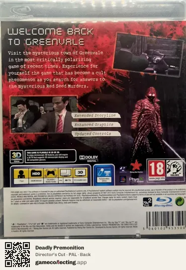 Deadly Premonition PlayStation 3, PAL box back