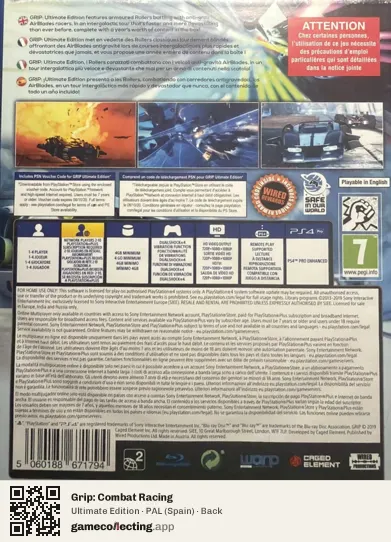 Grip: Combat Racing PlayStation 4, Spain box back