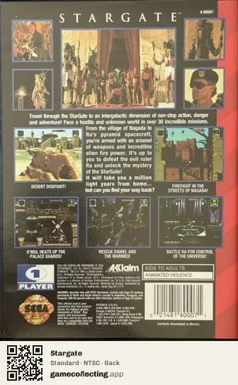 Stargate Sega Mega Drive / Genesis, NTSC box back