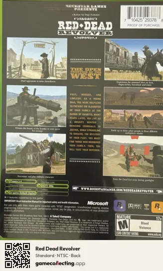 Red Dead Revolver Xbox, NTSC box back