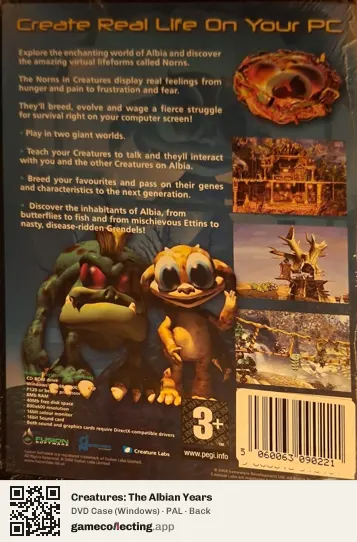 Creatures: The Albian Years Computer, PAL box back