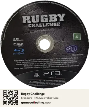 Rugby Challenge PlayStation 3, PAL disc