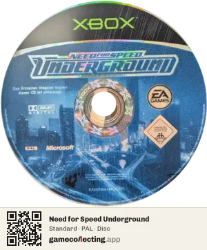 Need for Speed Underground Xbox, PAL disc