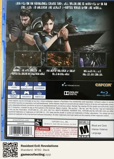 Resident Evil: Revelations PlayStation 4, NTSC box back
