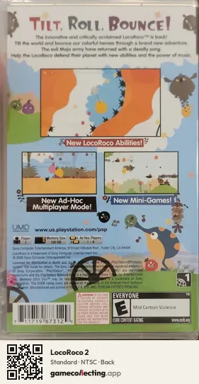 LocoRoco 2 PlayStation Portable, NTSC box back
