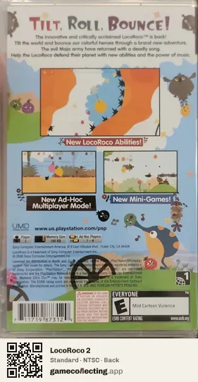 LocoRoco 2 PlayStation Portable, NTSC box back