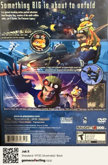 Jak II PlayStation 2, Australia box back