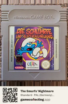 The Smurfs' Nightmare Game Boy, PAL cartridge label