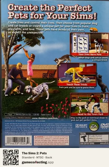 The Sims 2: Pets PlayStation 2, NTSC box back