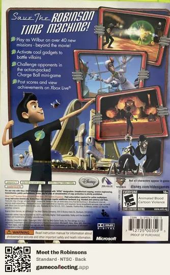 Meet the Robinsons Xbox 360, NTSC box back