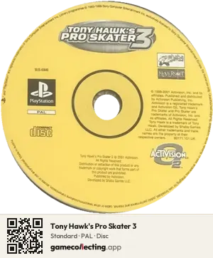 Tony Hawk's Pro Skater 3 PlayStation, PAL disc