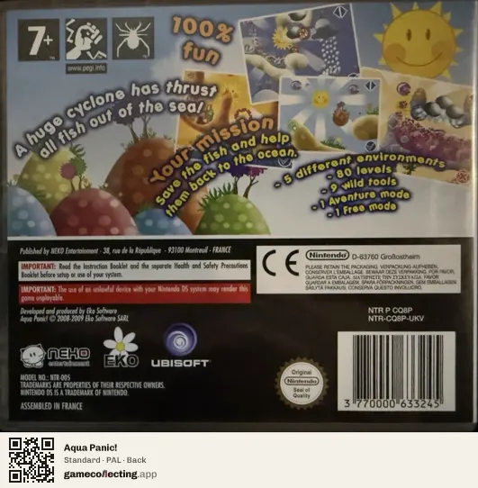 Aqua Panic! Nintendo DS, PAL box back