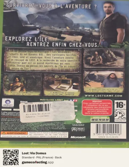 Lost: Via Domus Xbox 360, France box back