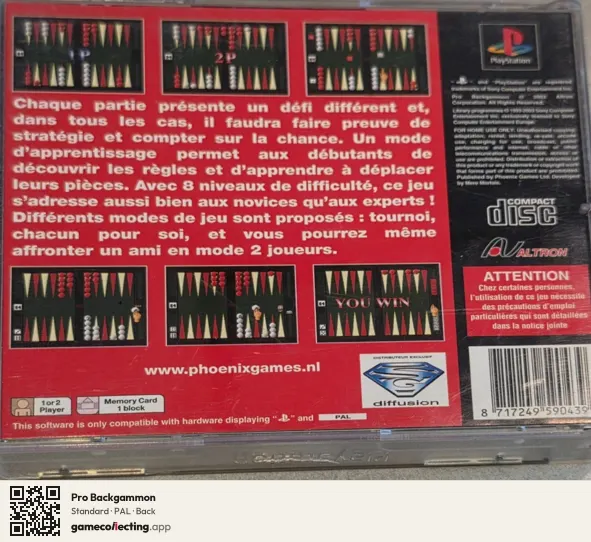 Pro Backgammon PlayStation, PAL box back