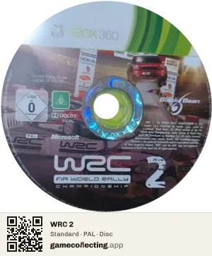 WRC 2 Xbox 360, PAL disc