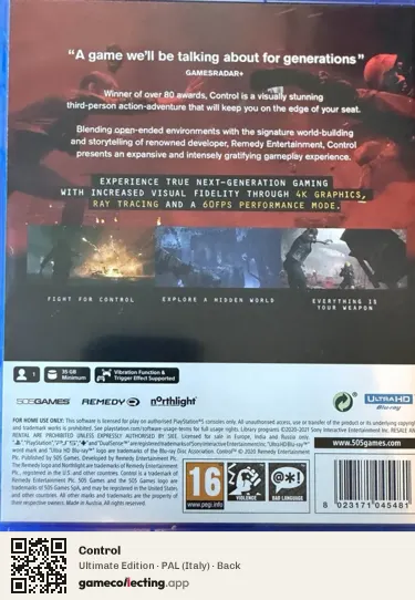 Control PlayStation 5, Italy box back