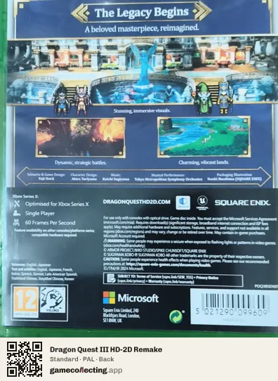 Dragon Quest III HD-2D Remake Xbox Series X, PAL box back