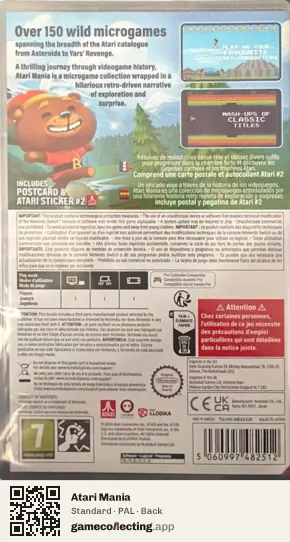 Atari Mania Nintendo Switch, PAL box back