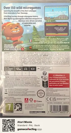 Atari Mania Nintendo Switch, PAL box back
