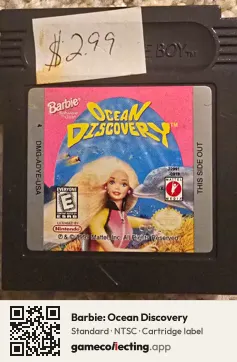 Barbie: Ocean Discovery Game Boy Color, NTSC cartridge label
