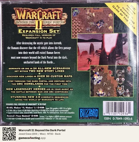 Warcraft II: Beyond the Dark Portal Computer, NTSC box back