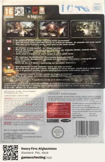 Heavy Fire: Afghanistan Nintendo Wii, PAL box back