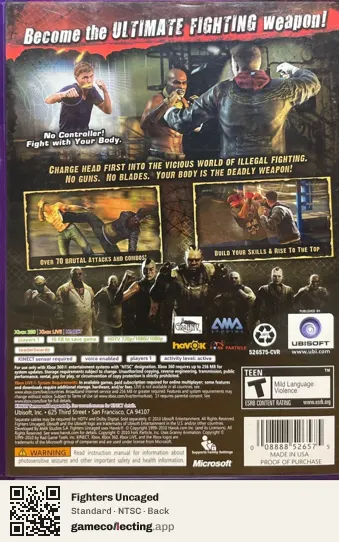 Fighters Uncaged Xbox 360, NTSC box back