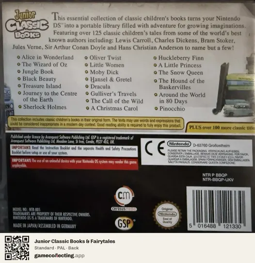 Junior Classic Books & Fairytales Nintendo DS, PAL box back