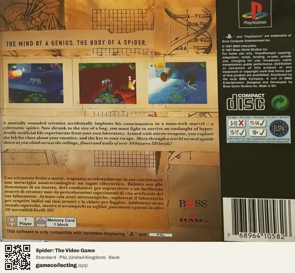 Spider: The Video Game PlayStation, United Kingdom box back