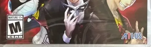 Persona 5, the ESRB box on its front