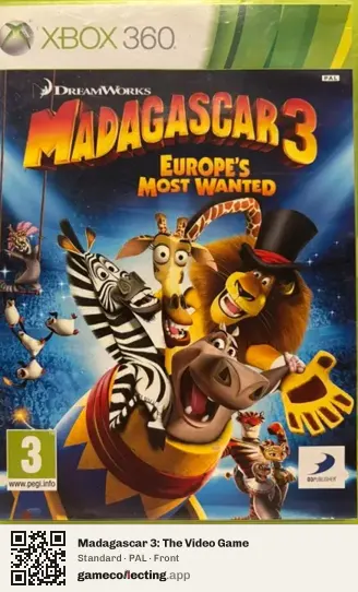 Madagascar 3: The Video Game Xbox 360, PAL box front