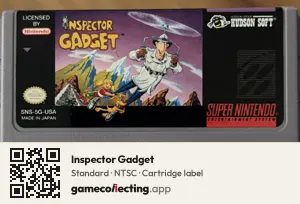 Inspector Gadget Super Nintendo Entertainment System, NTSC cartridge label