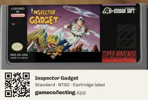Inspector Gadget Super Nintendo Entertainment System, NTSC cartridge label