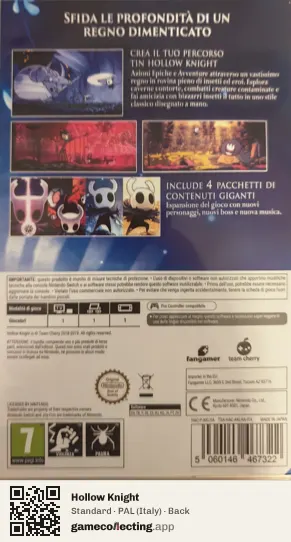 Hollow Knight Nintendo Switch, Italy box back