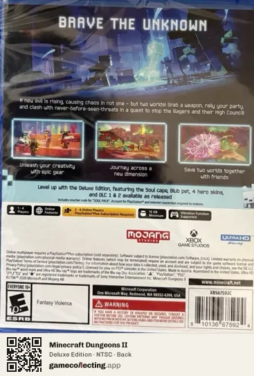 Minecraft Dungeons II PlayStation 5, NTSC box back