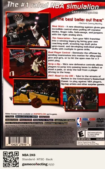 NBA 2K6 PlayStation 2, NTSC box back