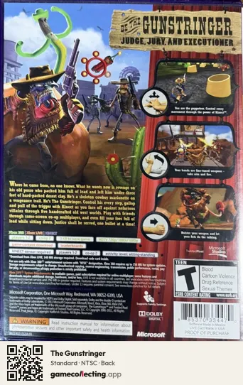 The Gunstringer Xbox 360, NTSC box back