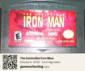 The Invincible Iron Man Game Boy Advance, NTSC cartridge label