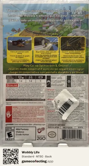 Wobbly Life Nintendo Switch, NTSC box back