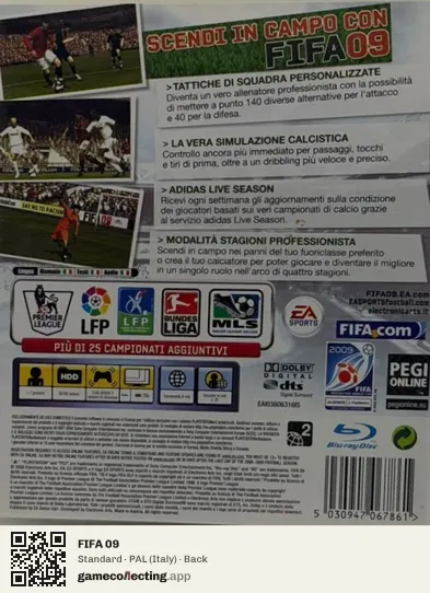 FIFA 09 PlayStation 3, Italy box back