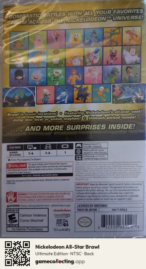 Nickelodeon All-Star Brawl Nintendo Switch, NTSC box back