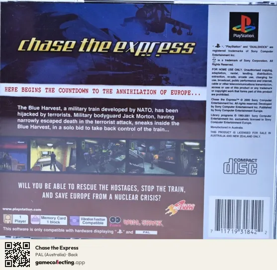 Chase the Express PlayStation, Australia box back