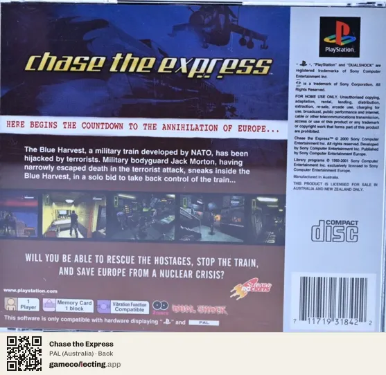 Chase the Express PlayStation, Australia box back
