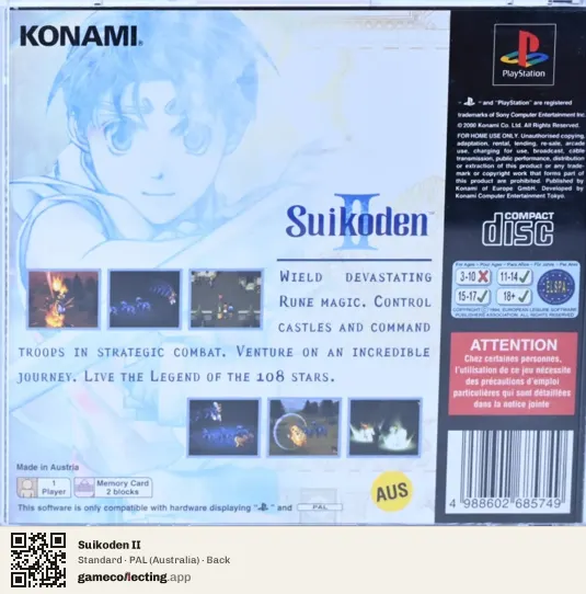 Suikoden II PlayStation, Australia box back