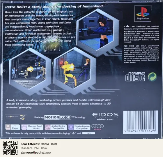 Fear Effect 2: Retro Helix PlayStation, PAL box back