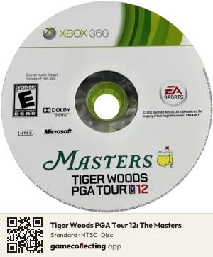 Tiger Woods PGA Tour 12: The Masters Xbox 360, NTSC disc