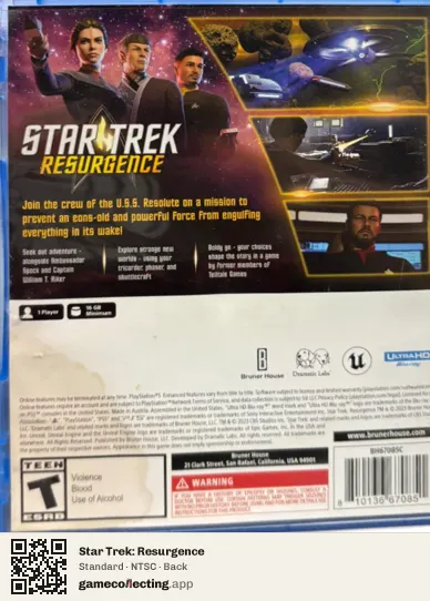 Star Trek: Resurgence PlayStation 5, NTSC box back