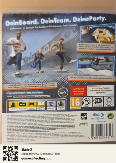 Skate 3 PlayStation 3, Germany box back